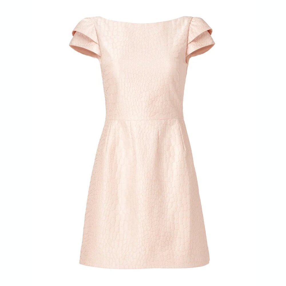 HALSTON Heritage Blush Pink Jacquard Dress w/ Cap Sleeves - Size 4